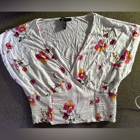 Forever 21 White Floral Blouse - Picture 1 of 2